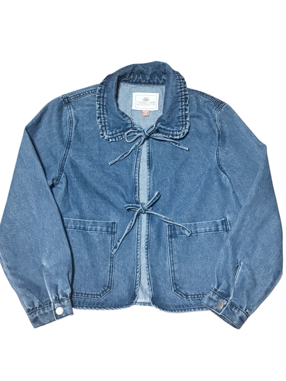 1 Sunset Lane Bow Tied Denim Jacket